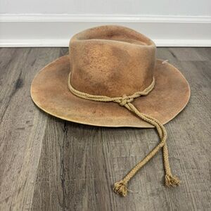 Shyanne OS Wool Felt Western Cowboy Hat Tan Rope Band Wide Brim Festival Boho